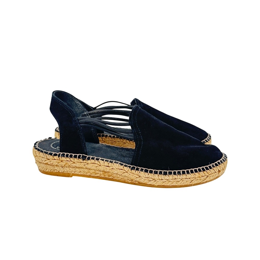 Toni Pons Nuria Womens Black Suede Espadrille Sandals Size 38 Made in Spain